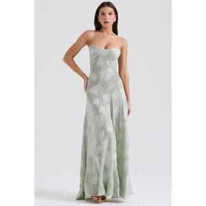 House of CB Seren Pistachio Floral Lace Back Maxi Dress